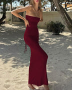 Vyla™ Strapless Backless Lace-Up Bodycon Maxi Dress