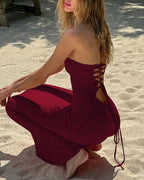 Vyla™ Strapless Backless Lace-Up Bodycon Maxi Dress