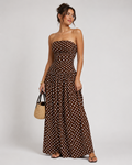 Vyla™ Vintage Polka Dot Strapless Ruffle Maxi Dress