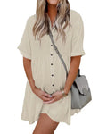 Vyla™ Effortless Button-Down Short Sleeve Shirt Dress With Pockets