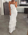 Vyla™ Strapless Smocked Tiered Ruffle Maxi Dress