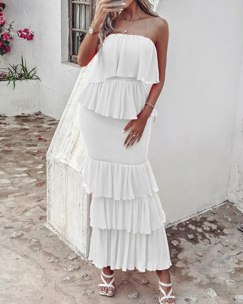 Vyla™ Strapless Smocked Tiered Ruffle Maxi Dress
