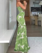 Vyla™ Tropical Print Halter Cutout Maxi Dress