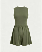 Vyla™ Deep V-Neck Sleeveless Wide Leg Romper