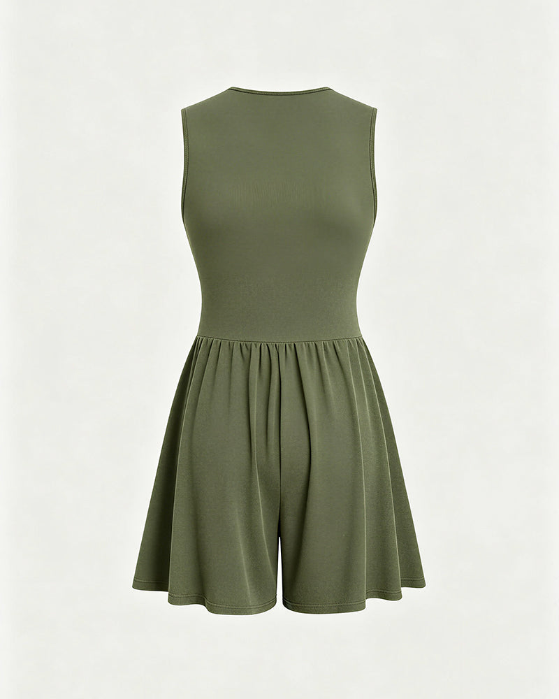 Vyla™ Deep V-Neck Sleeveless Wide Leg Romper