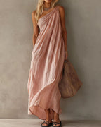 Vyla™ Elegant One-Shoulder Ruched Maxi Dress