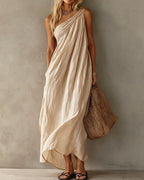 Vyla™ Elegant One-Shoulder Ruched Maxi Dress