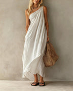 Vyla™ Elegant One-Shoulder Ruched Maxi Dress