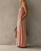 Vyla™ Elegant One-Shoulder Ruched Maxi Dress