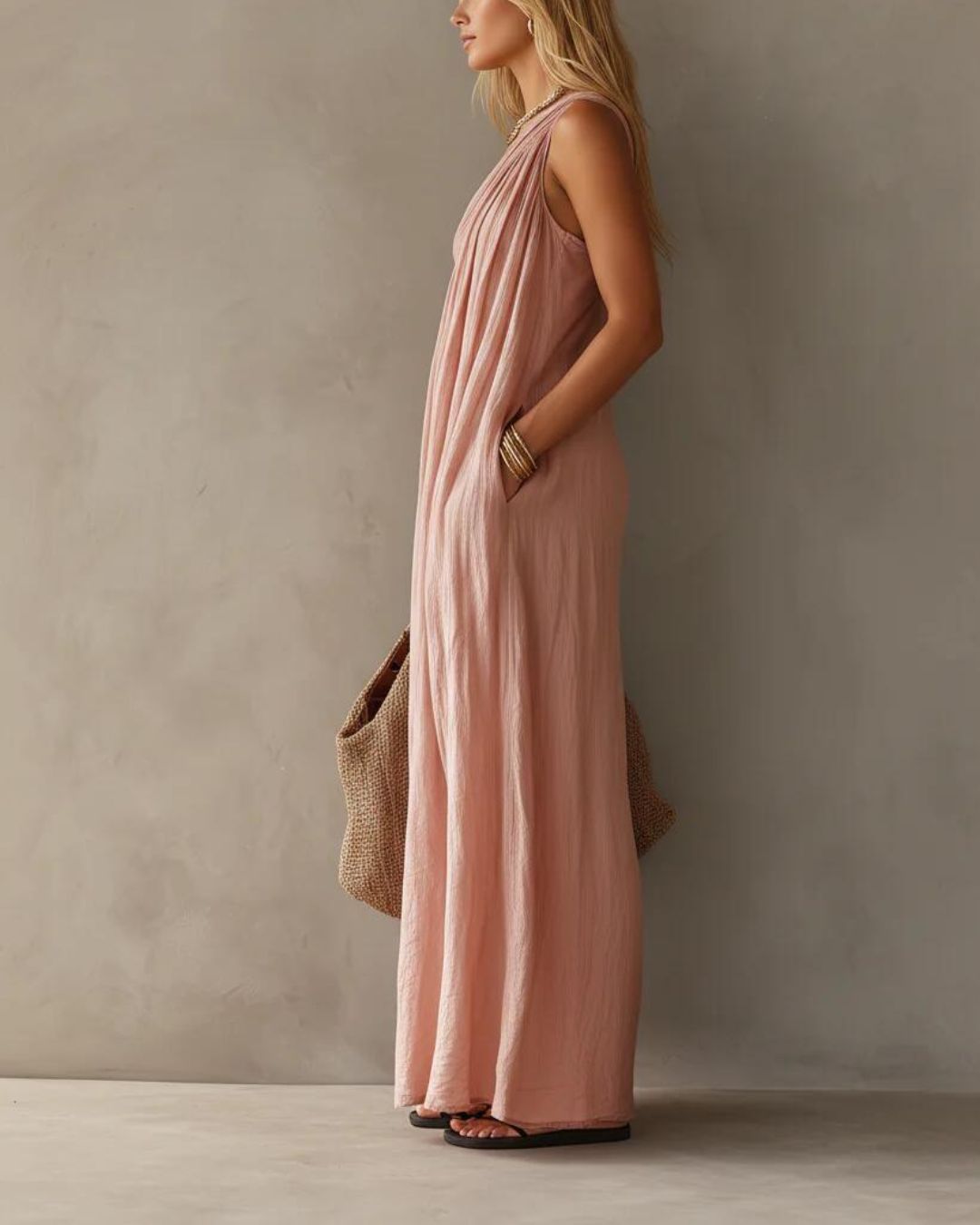Vyla™ Elegant One-Shoulder Ruched Maxi Dress