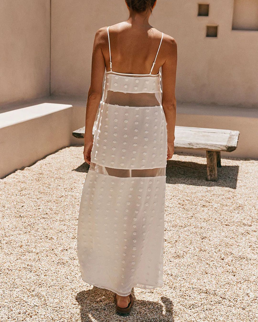 Vyla™ Tiered Textured Floral Mesh Cami Dress