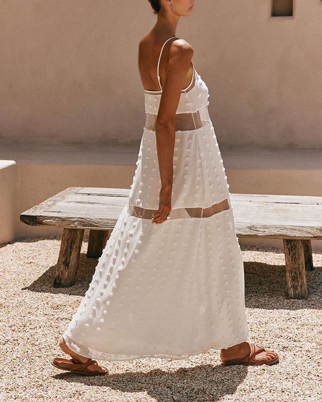 Vyla™ Tiered Textured Floral Mesh Cami Dress