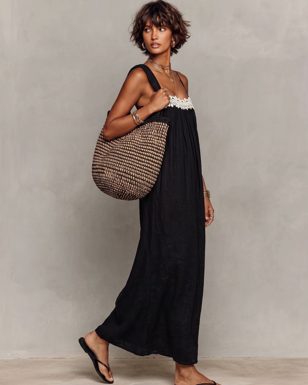 Vyla™ Lace Patchwork Casual Cami Maxi Dress