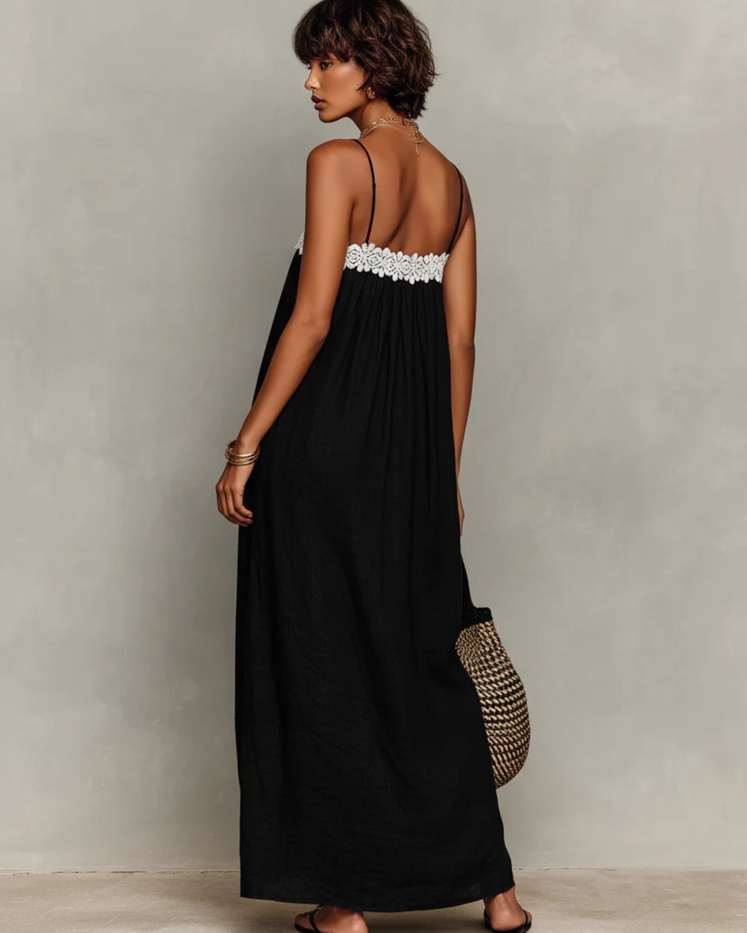 Vyla™ Lace Patchwork Casual Cami Maxi Dress