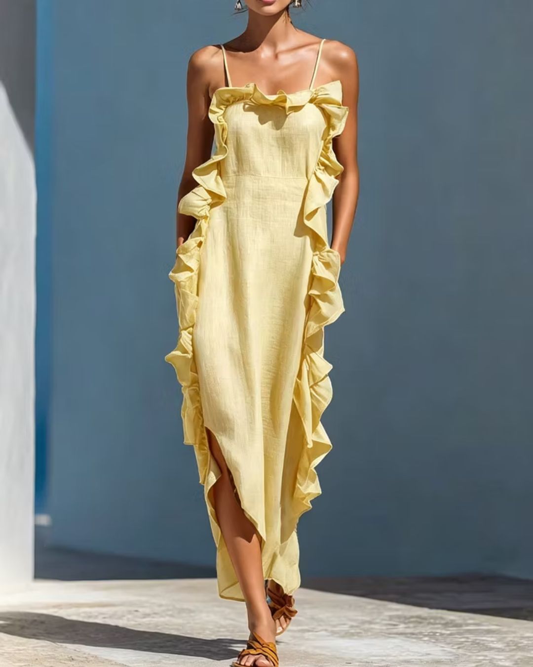 Vyla™ Ruffle Trim Cami Maxi Dress