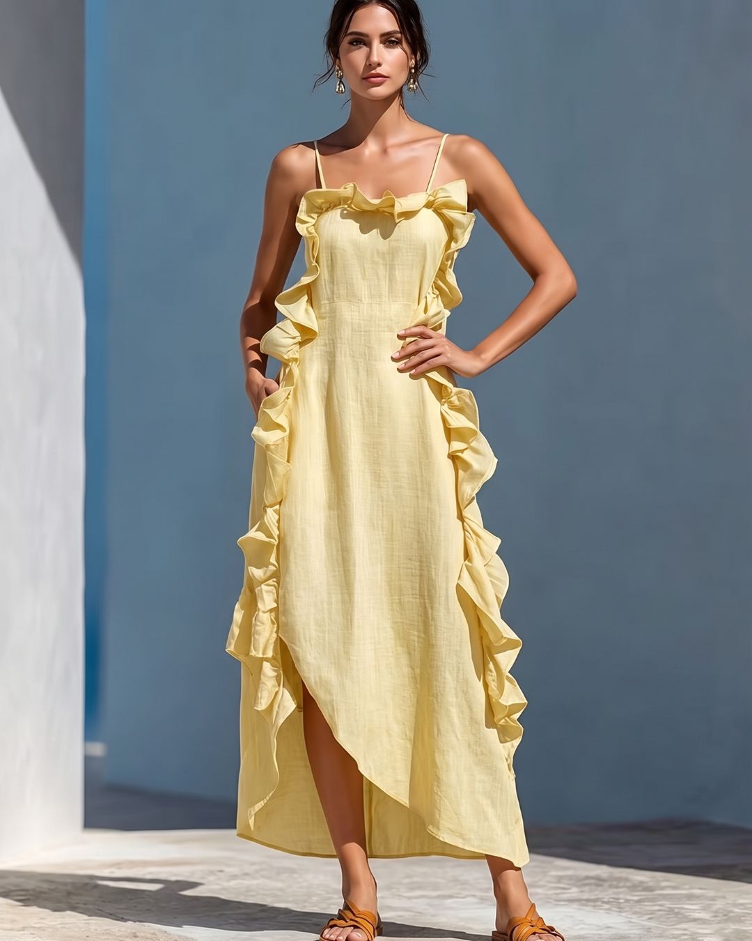 Vyla™ Ruffle Trim Cami Maxi Dress