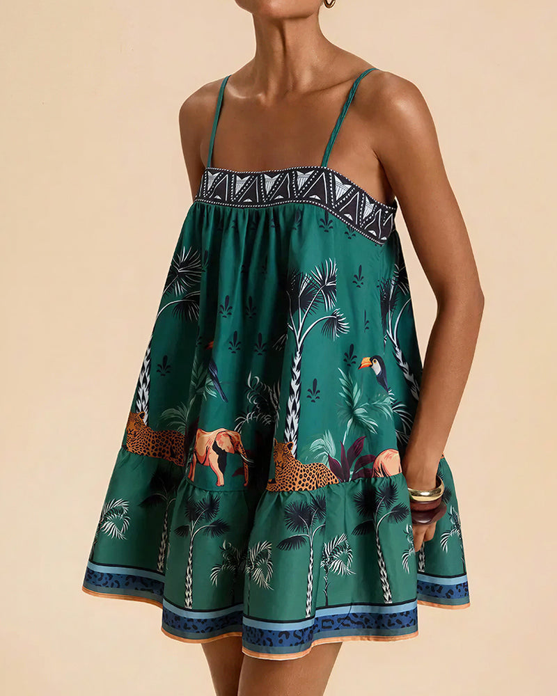 Aloveta™ Boho Floral Print Slip Mini Dress