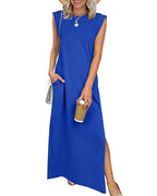 Vyla™ Casual Sleeveless Split Maxi Dress With Pockets