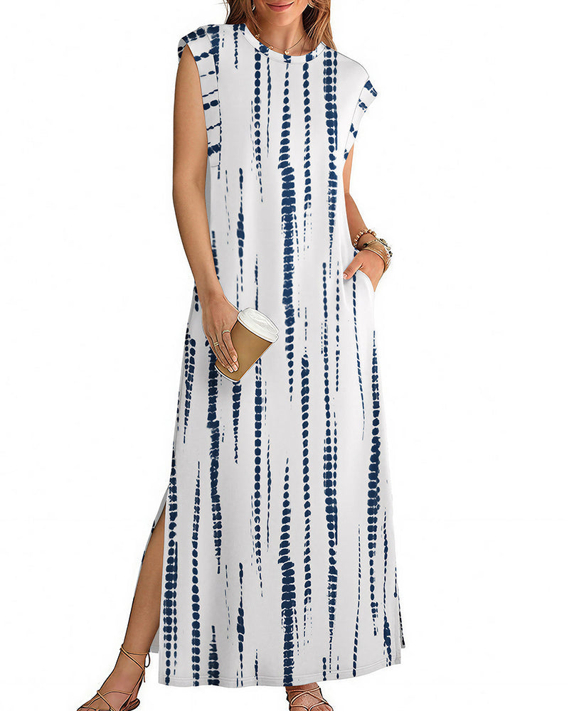 Vyla™ Casual Sleeveless Split Maxi Dress With Pockets