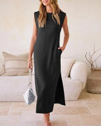 Vyla™ Casual Sleeveless Split Maxi Dress With Pockets