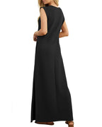 Vyla™ Casual Sleeveless Split Maxi Dress With Pockets