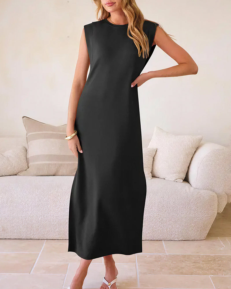 Vyla™ Casual Sleeveless Split Maxi Dress With Pockets