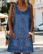 Vyla™ Casual Denim Pinafore Mini Dress