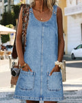 Vyla™ Casual Denim Pinafore Mini Dress
