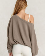 Vyla™ One-Shoulder Drawstring Hem Sweatshirt