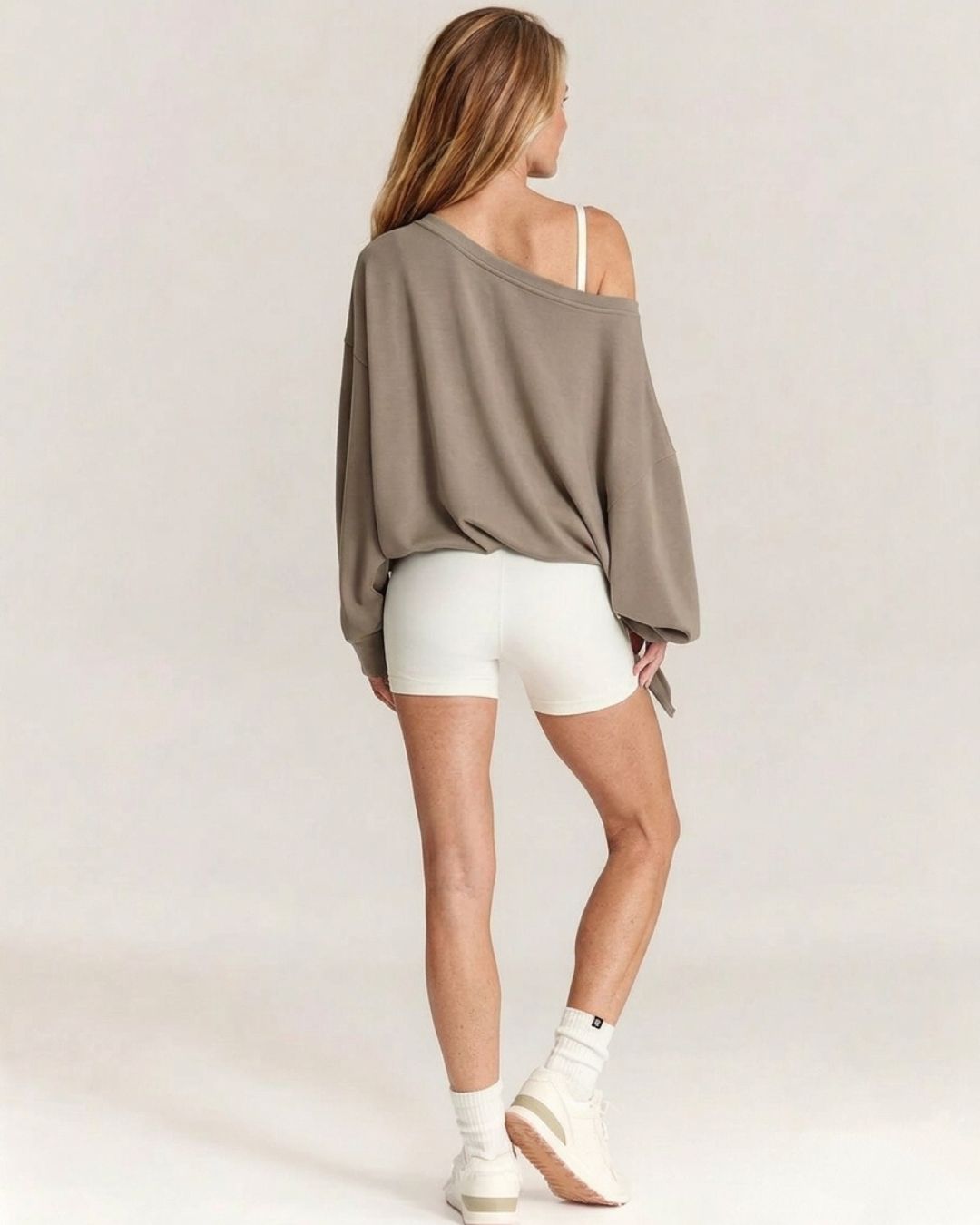 Vyla™ One-Shoulder Drawstring Hem Sweatshirt