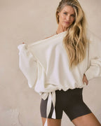 Vyla™ One-Shoulder Drawstring Hem Sweatshirt