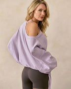 Vyla™ One-Shoulder Drawstring Hem Sweatshirt