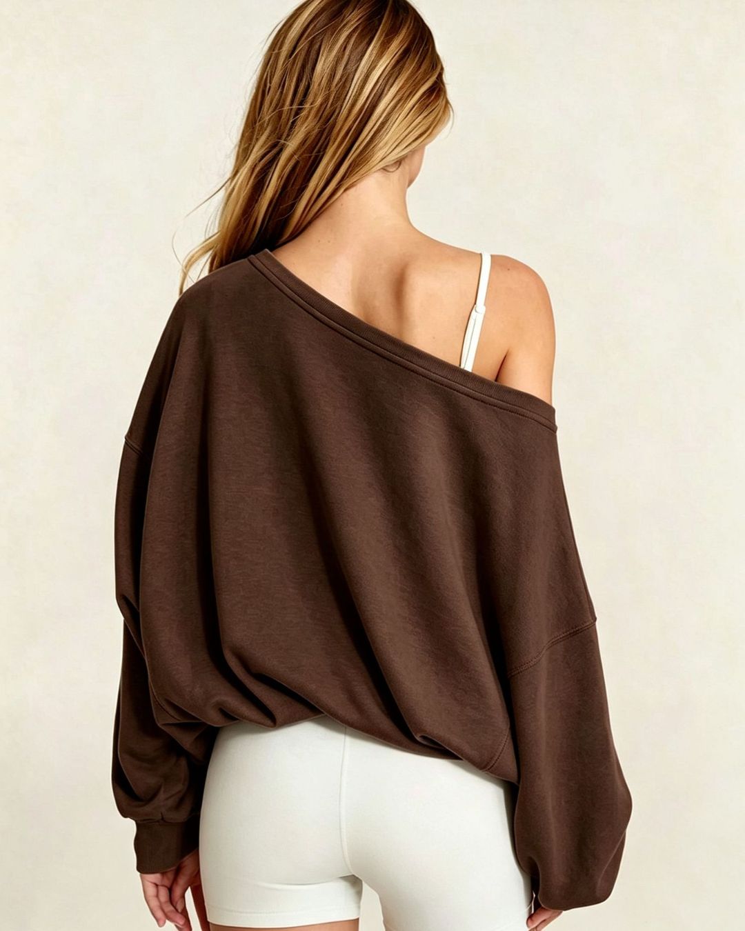 Vyla™ One-Shoulder Drawstring Hem Sweatshirt