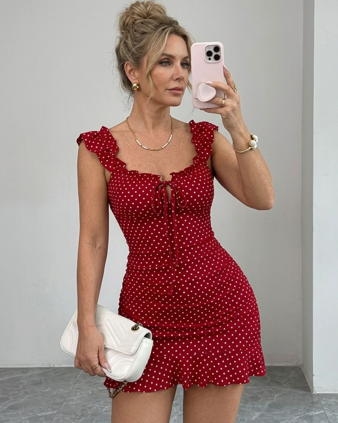 Vyla™ Front-Lace-Up Ruffled Waist-Cinched Slim-Fit Dress