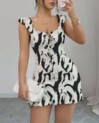 Vyla™ Front-Lace-Up Ruffled Waist-Cinched Slim-Fit Dress
