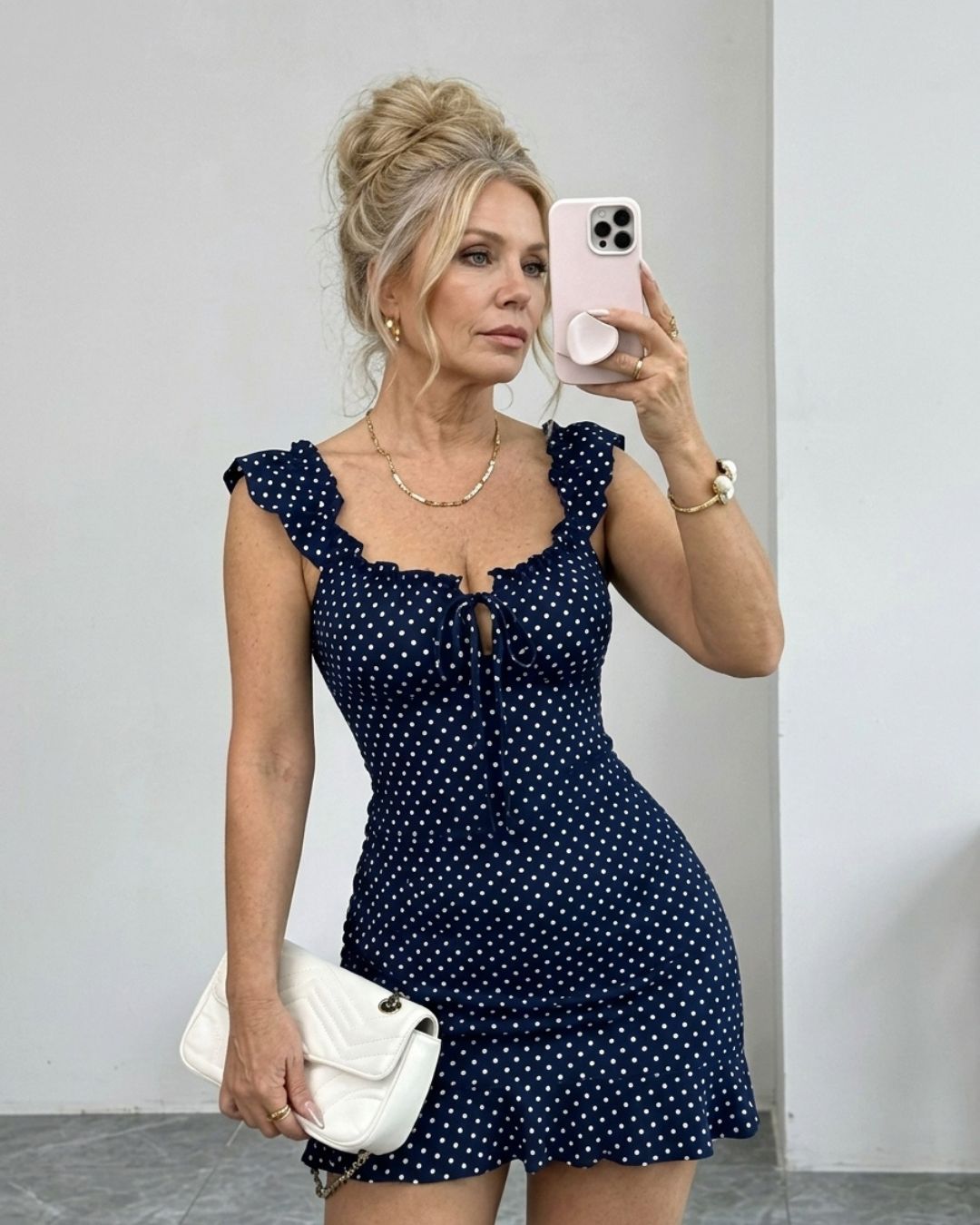 Vyla™ Front-Lace-Up Ruffled Waist-Cinched Slim-Fit Dress