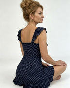Vyla™ Front-Lace-Up Ruffled Waist-Cinched Slim-Fit Dress