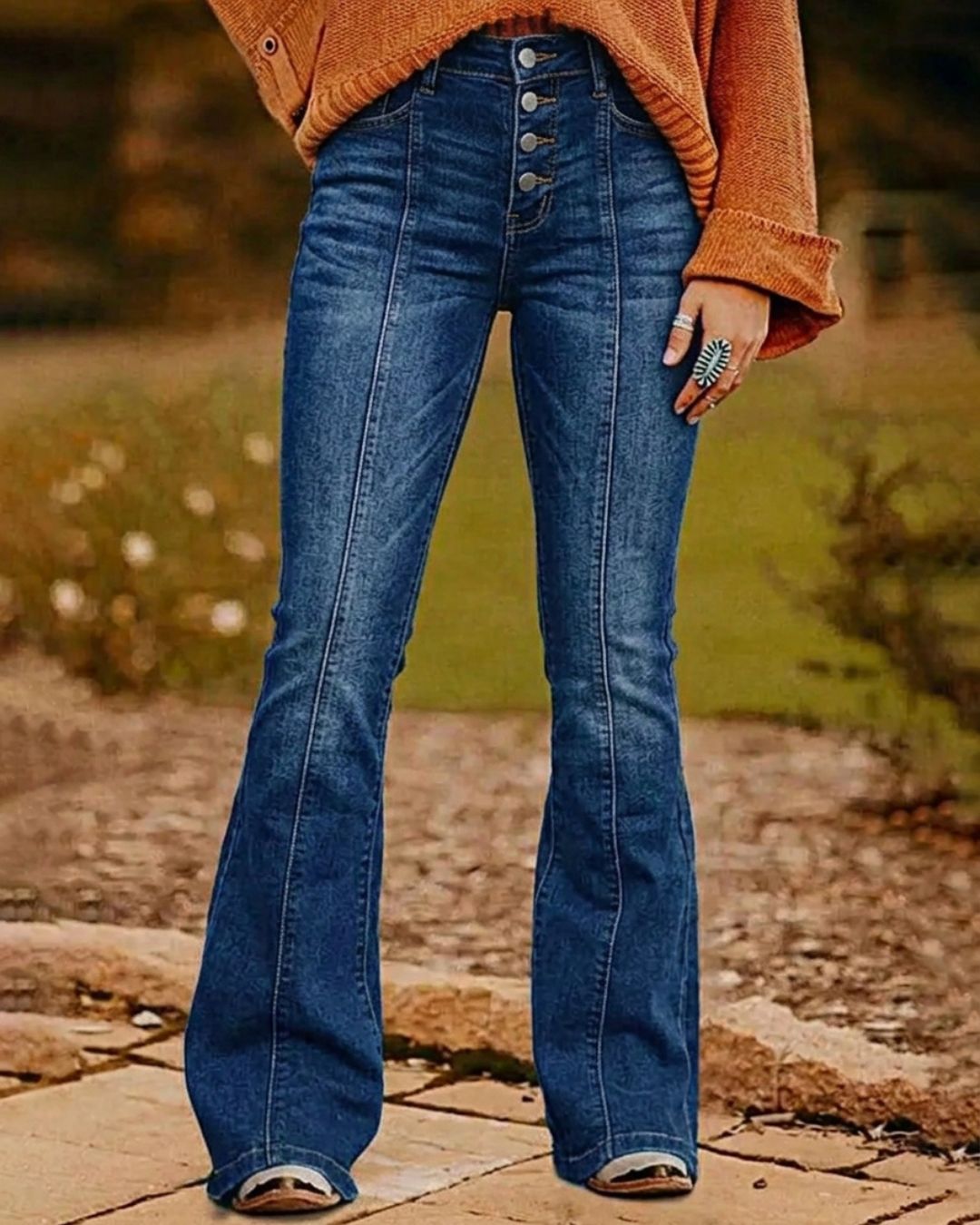 Vyla™ High-Waisted Washed Flare Jeans