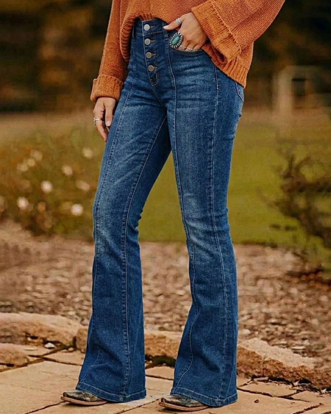 Vyla™ High-Waisted Washed Flare Jeans