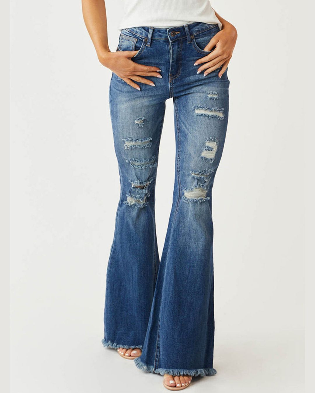 Vyla™ Distressed Stretch Flare Jeans