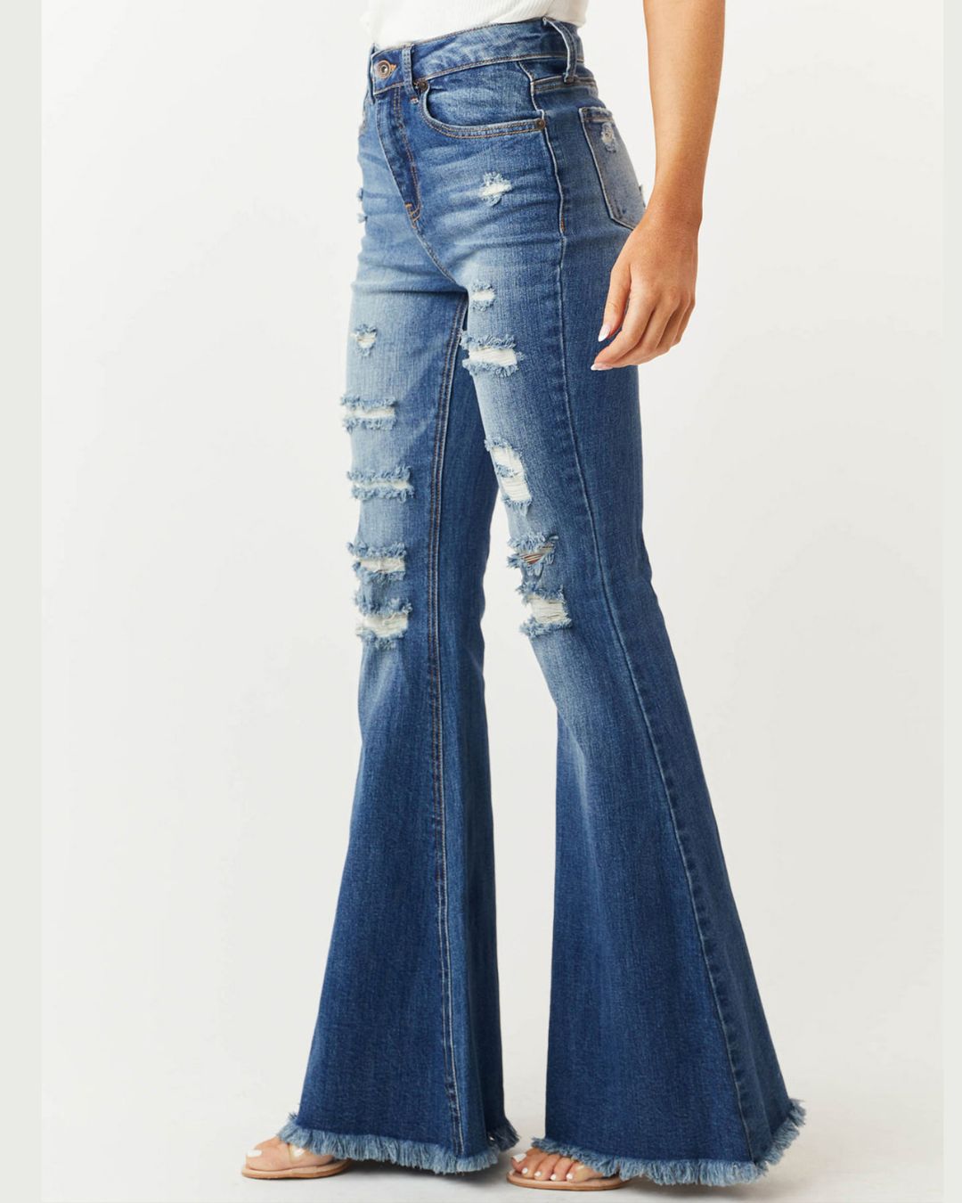 Vyla™ Distressed Stretch Flare Jeans