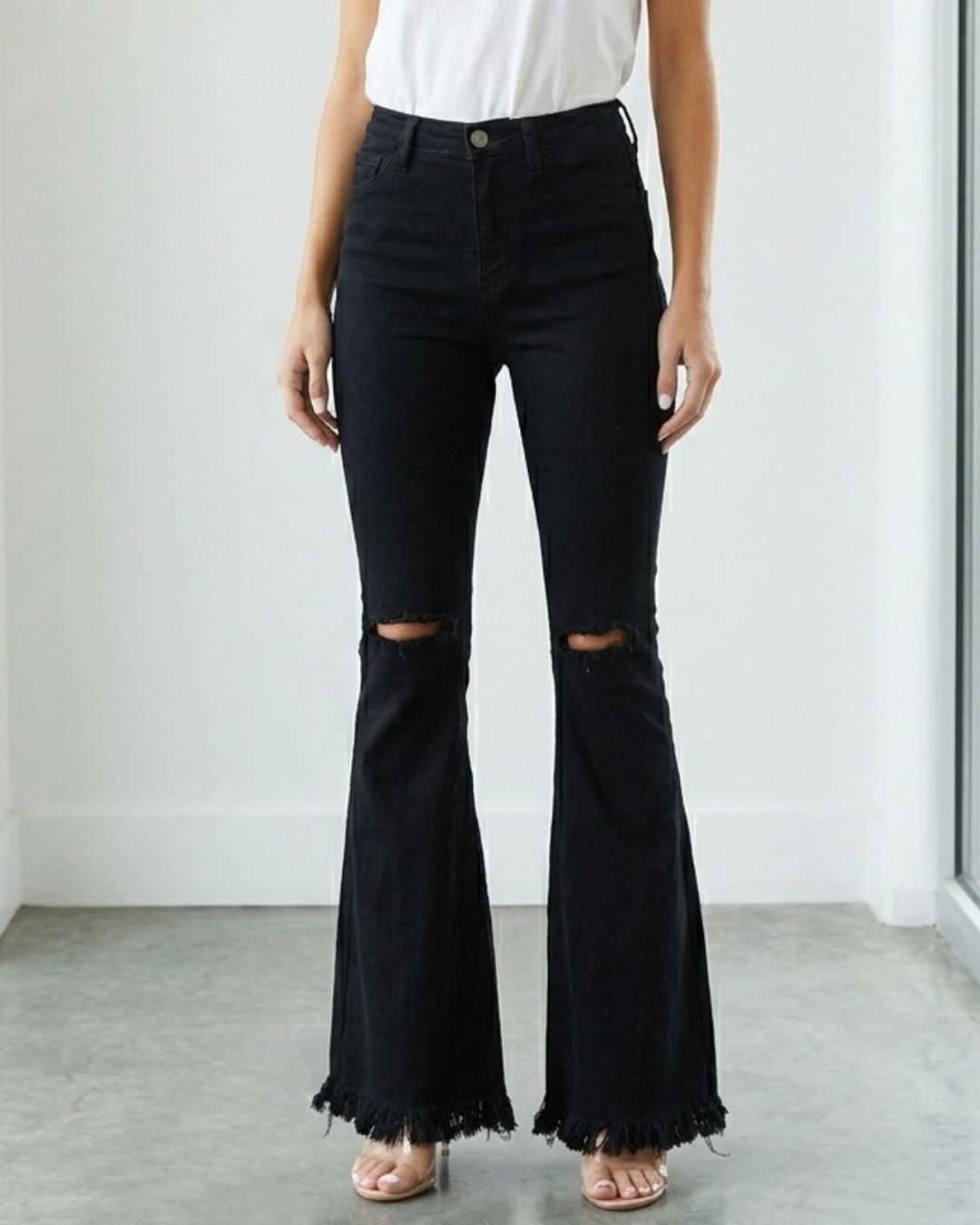 Vyla™ Distressed Stretch Flare Jeans