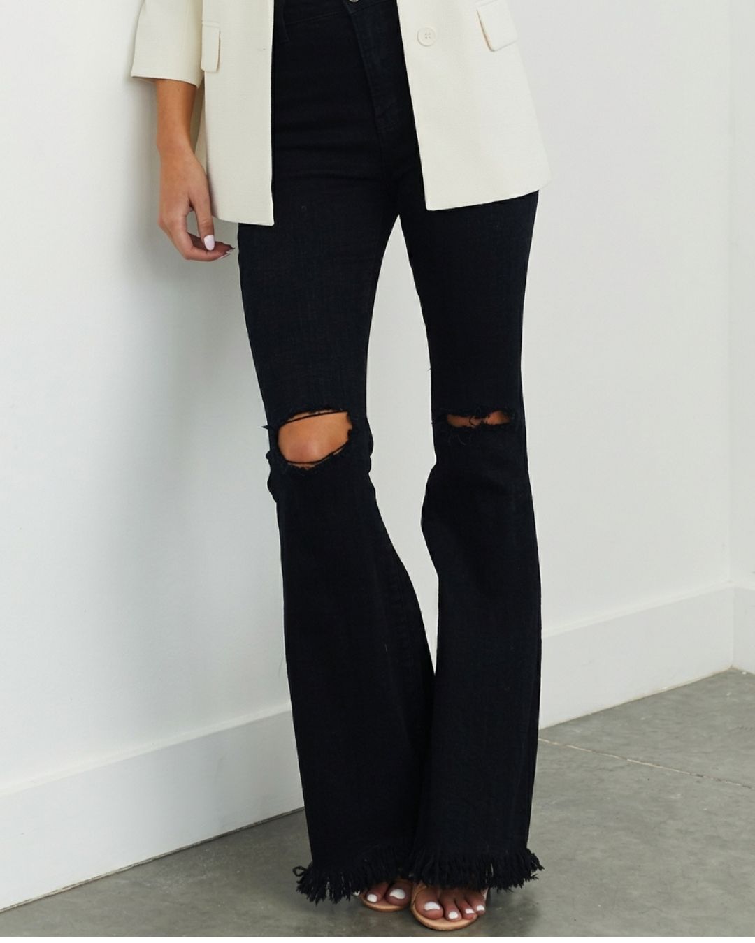 Vyla™ Distressed Stretch Flare Jeans