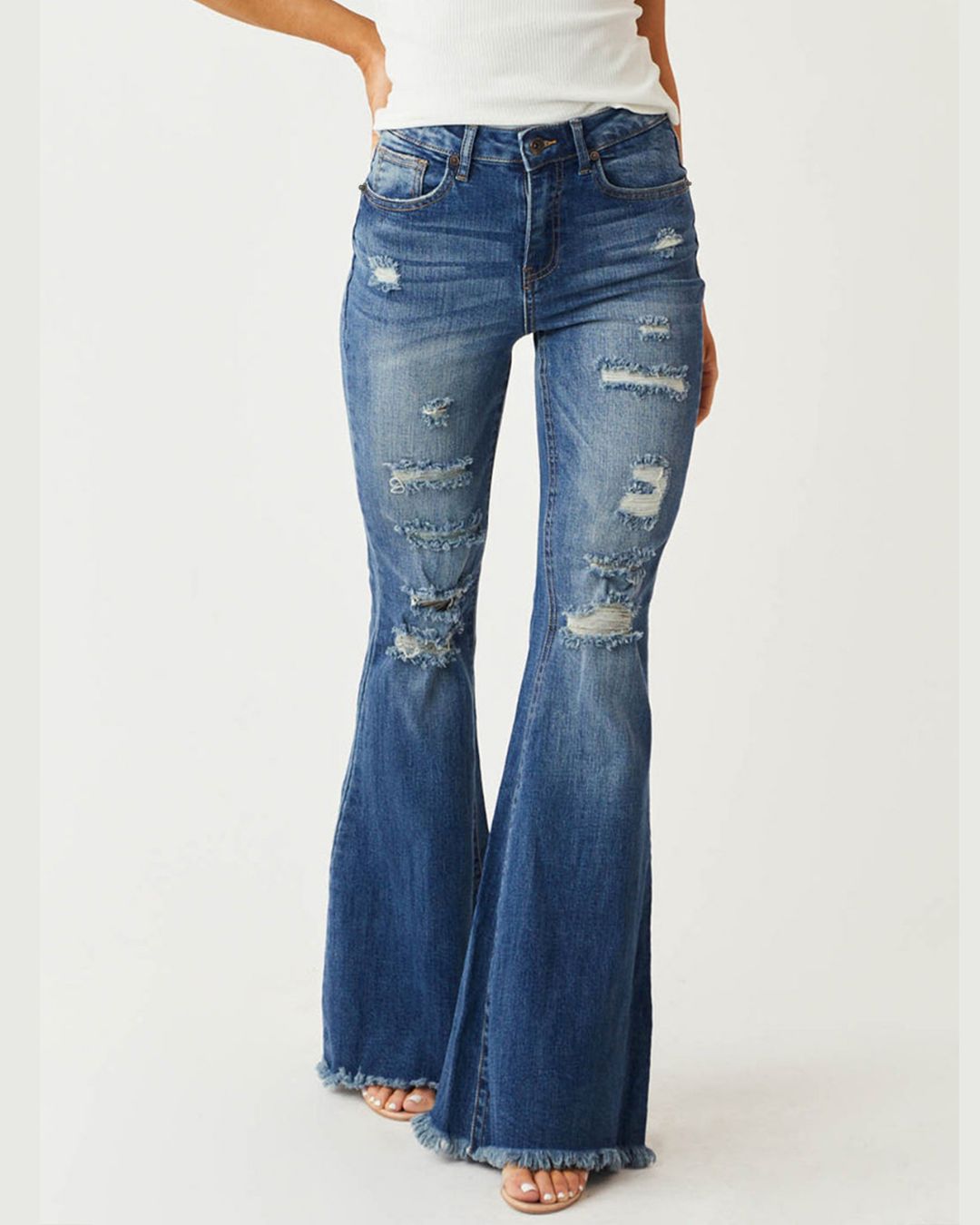 Vyla™ Distressed Stretch Flare Jeans