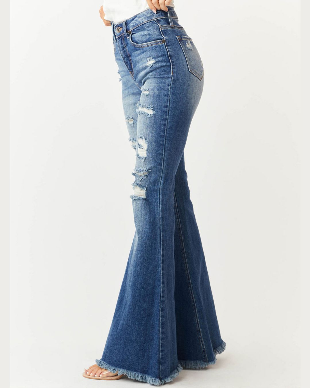 Vyla™ Distressed Stretch Flare Jeans