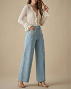 Vyla™ Beaded Detail Relaxed Straight-Leg Jeans