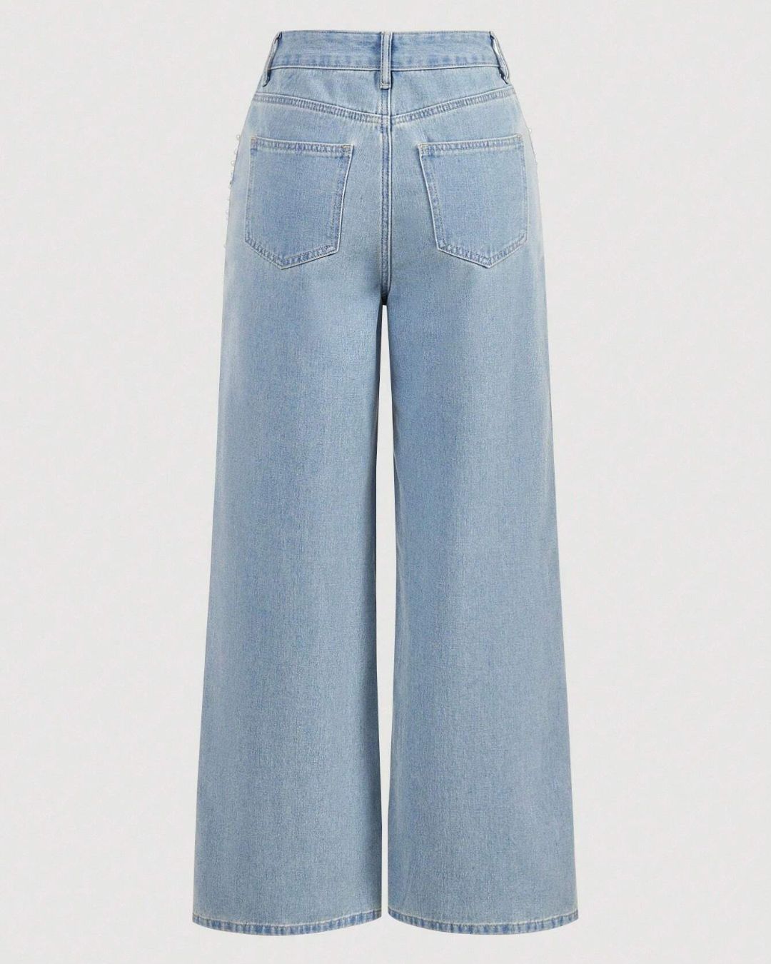 Aloveta™ Beaded Detail Relaxed Straight-Leg Jeans