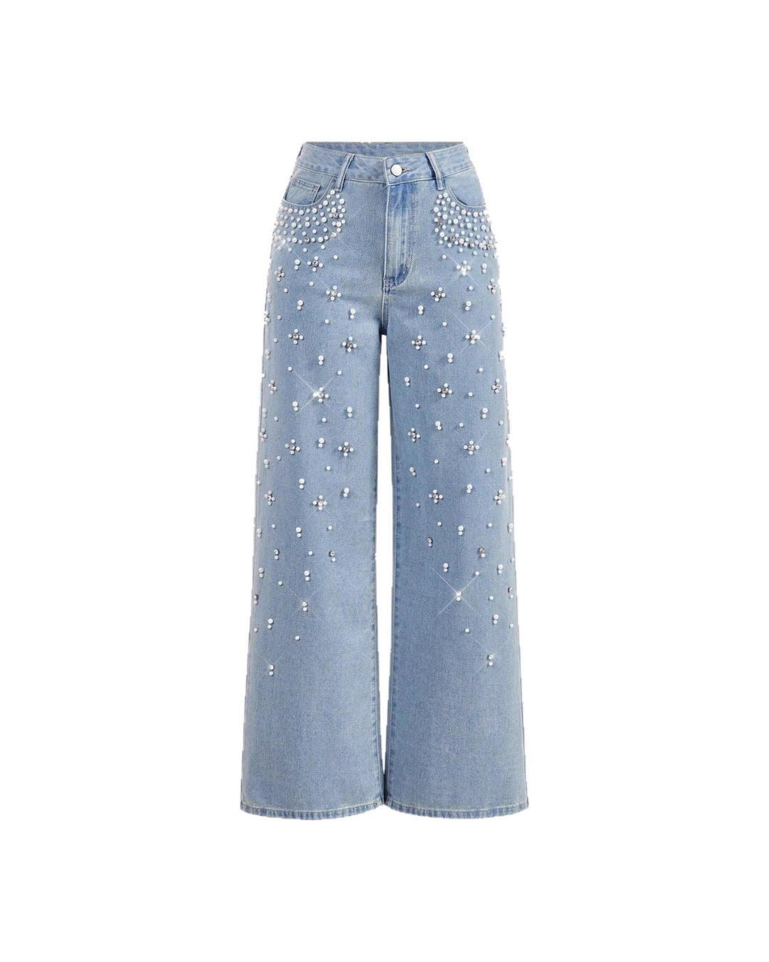 Aloveta™ Beaded Detail Relaxed Straight-Leg Jeans