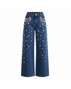 Vyla™ Beaded Detail Relaxed Straight-Leg Jeans