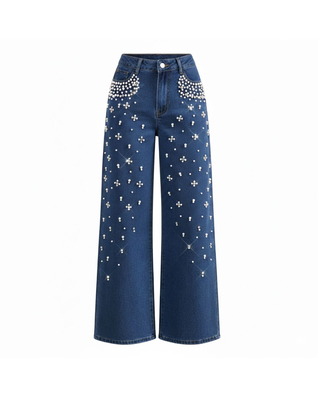 Aloveta™ Beaded Detail Relaxed Straight-Leg Jeans